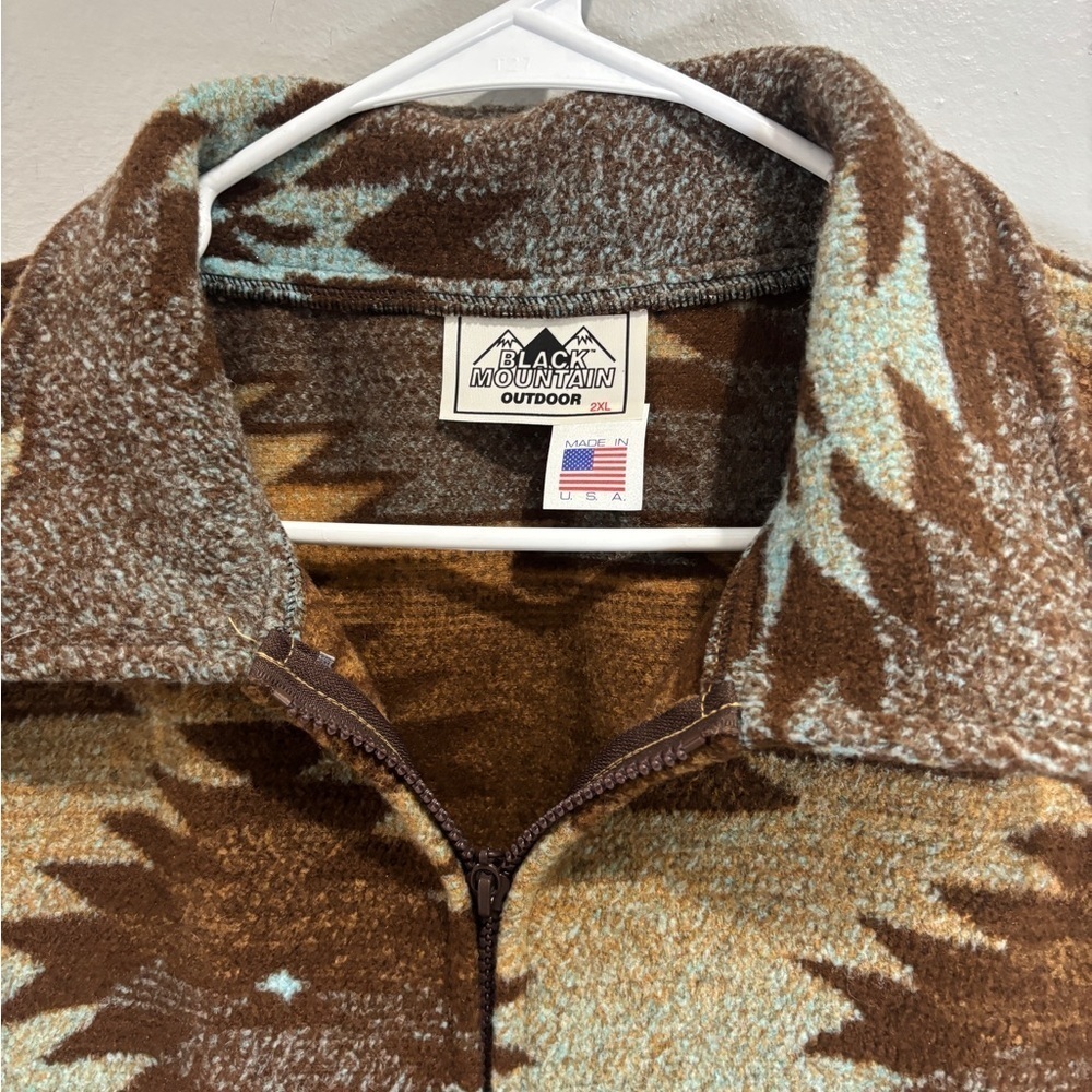 Vtg Black Mountain Outdoor Full Zip Aztec Fleece Jacket USA Made Women’s 2XL - Picture 3 of 10